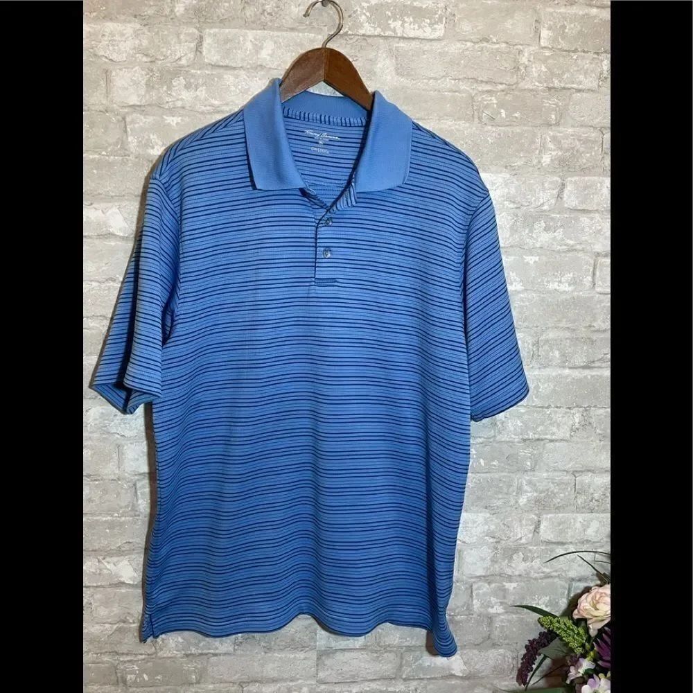 Tommy Armour Men’s Dri-Logic Polo Shirt Stripe Blue Sz XL